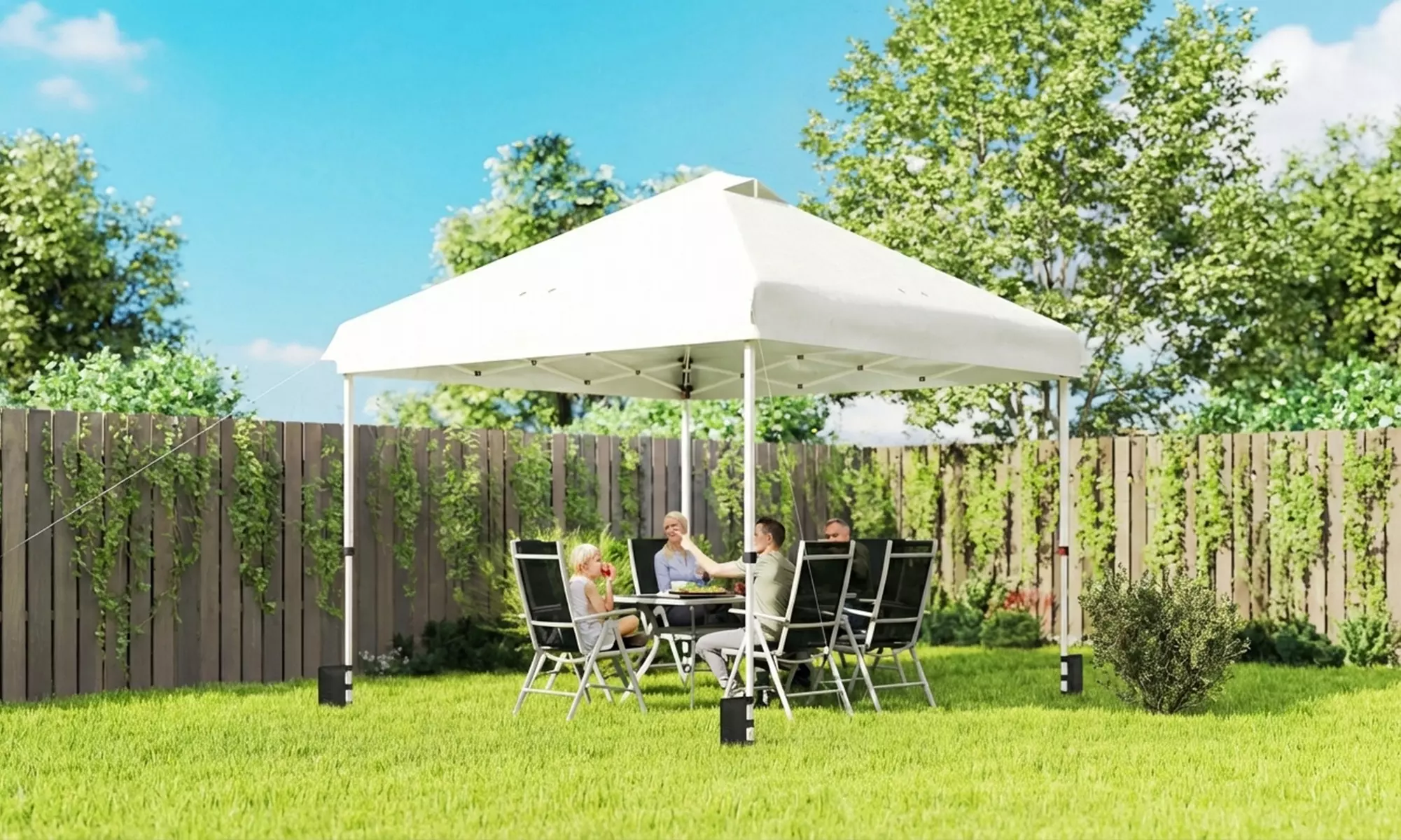 Outsunny 3m x 3m UPF50+ Pop-Up Gazebo with Wheels