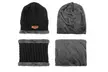 Men's Winter Warm Knit Beanie Hat Scarf Set with Warm Gloves - Second Medium