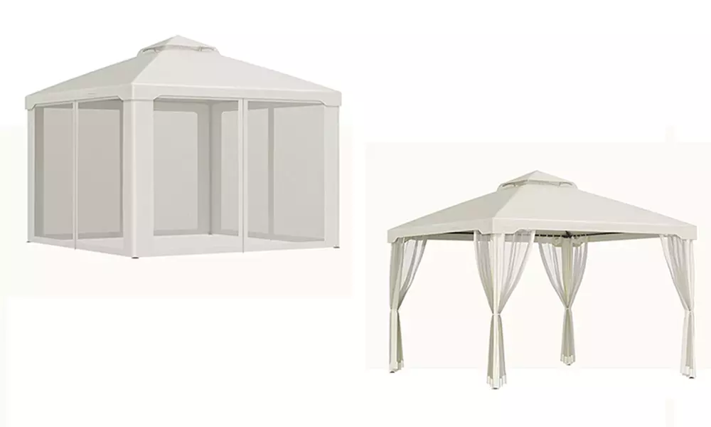 Outsunny 3 x 3m 2-Tier Cream Gazebo