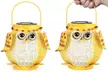 2 Pack Hanging Solar Lanterns Owl Pattern Pathway Decorative Lantern Lights - Second Medium