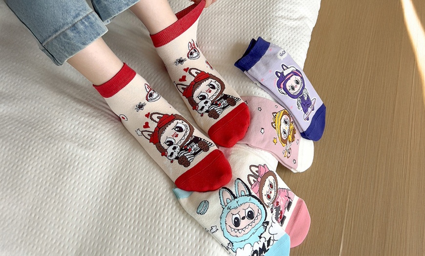 Image 6: Five Pairs of Labubu-Inspired Cotton Socks 