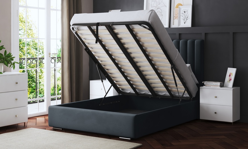 Image 28: Evangeline Panel Bed with Optional Ottoman Gas Lift Storage