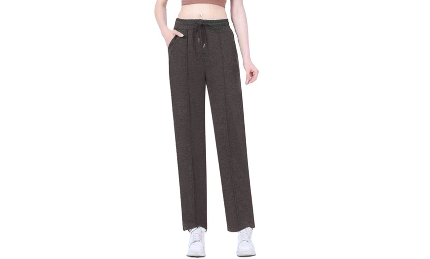 Image 2: Wide Leg Rib Knit Casual Bottoms