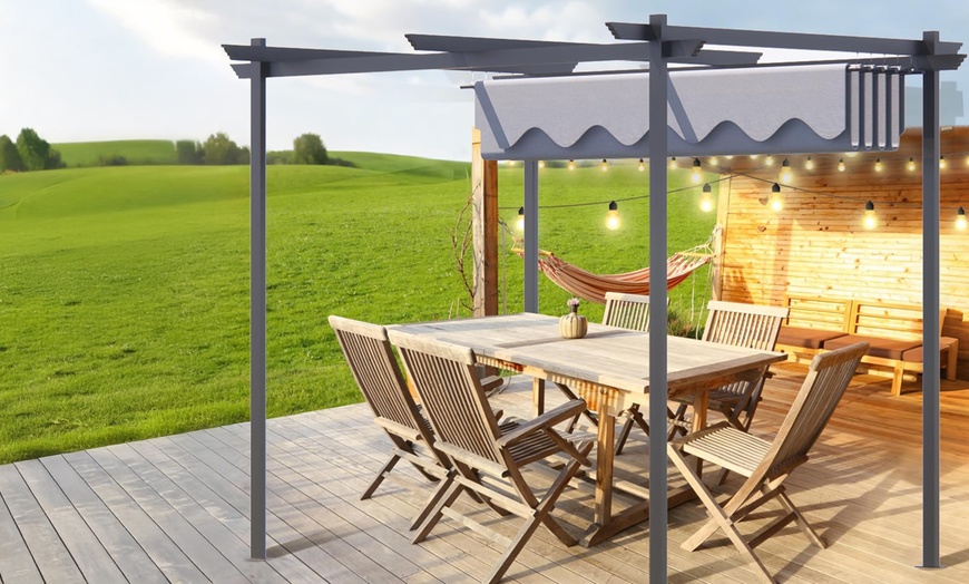 Image 2: Alivio 3m x 2m Steel Frame Pergola with UV-Resistant Canopy