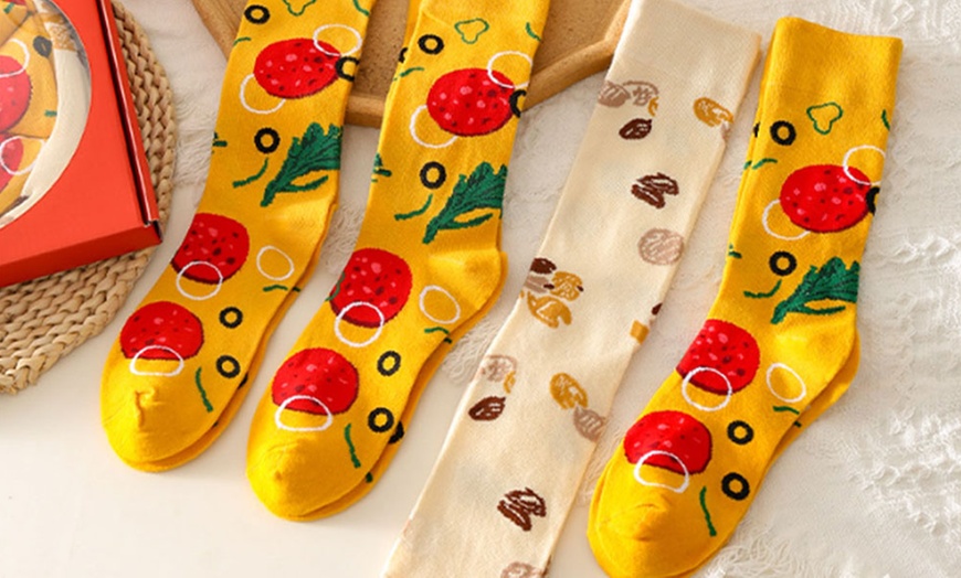 Image 3: 4er-Set Socken im Pizza-Design für Damen