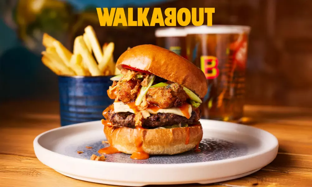 2 Burgers & 2 Drinks at Walkabout – Great Food, Big Games, Good Times