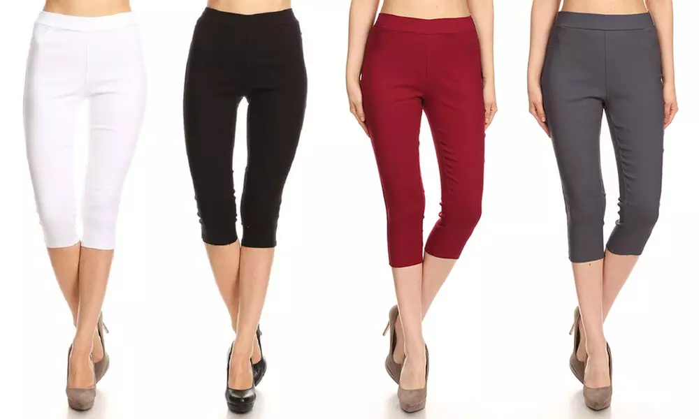 Women's High Waist Capris Pants Pull-On Stretchy Cropped Jeggings Size S-3XL - Primary Image