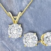 Image 1: 18k Gold Plated 1Ct Round White Sapphire 18 Inch Necklace and Earrings Set  
