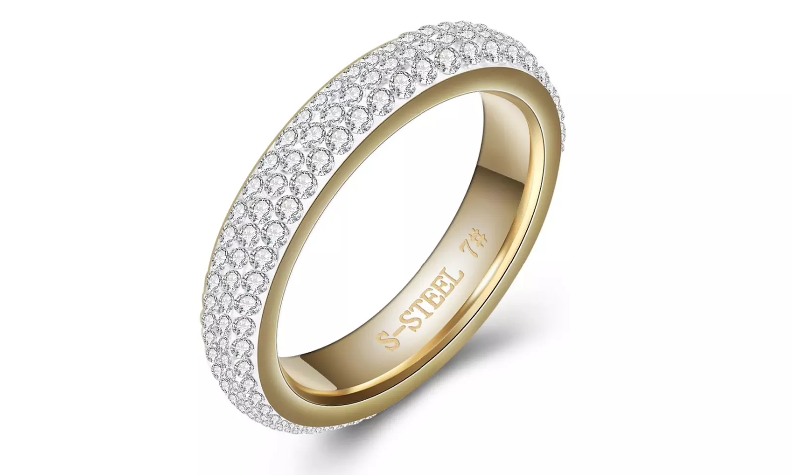 1 ou 2 bagues Jenny en acier inoxydable, ornée de cristaux - Second Medium