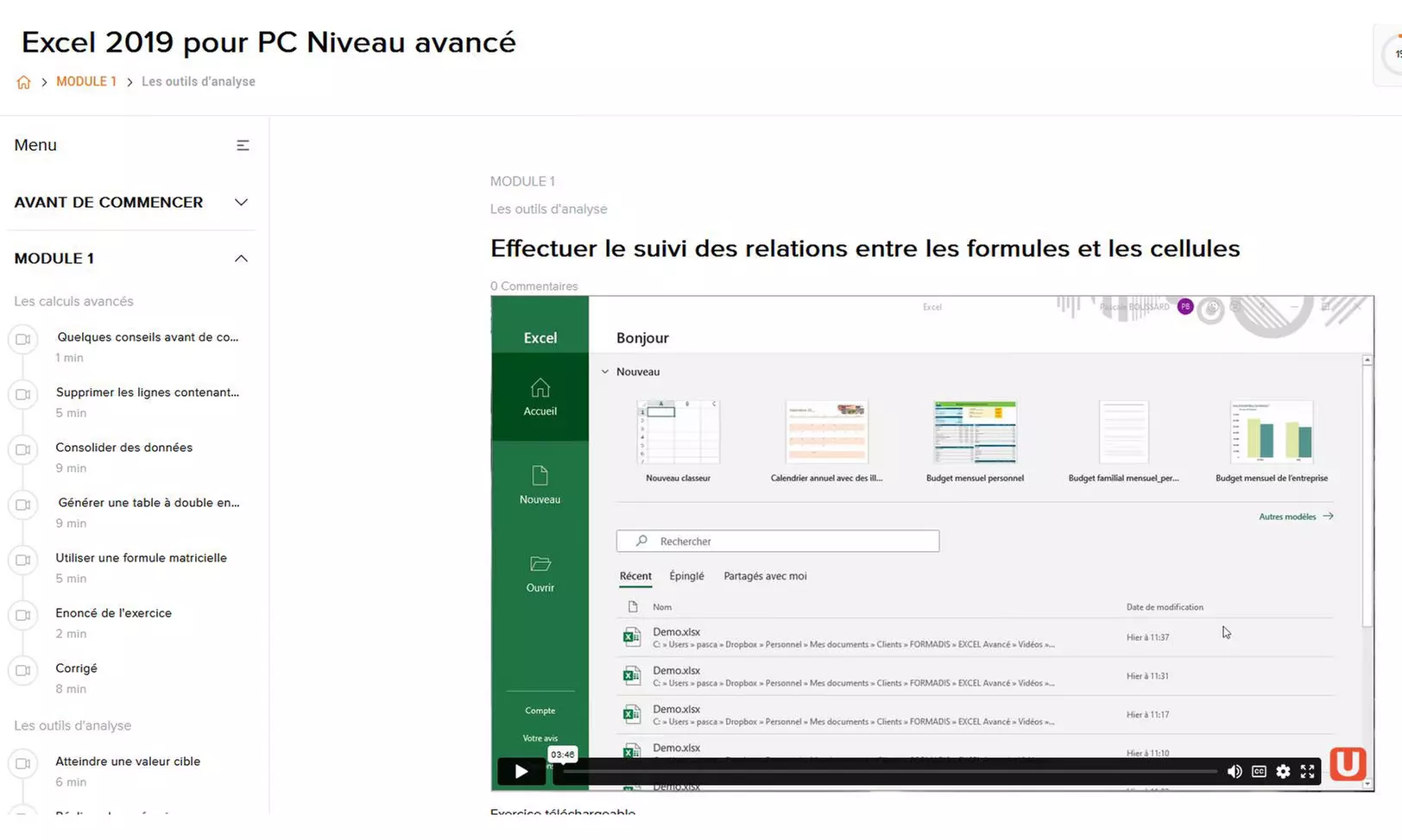 Formation en ligne pour la suite Office avec Danslabox.com