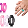 Image 2: 10-Pack Women Silicone Rings Wedding Stackable Durable Rubber Bands