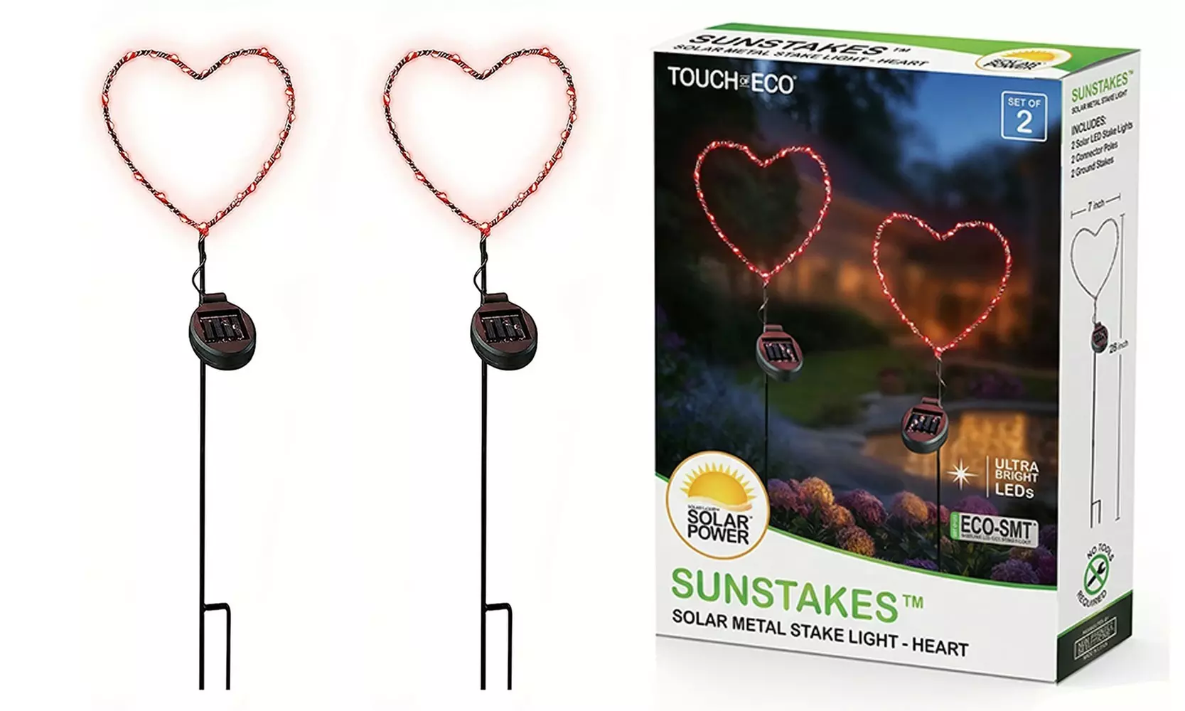 Outdoor Solar Powered LED Decorative Garden Stake Light (Set of 2) - 5 Options