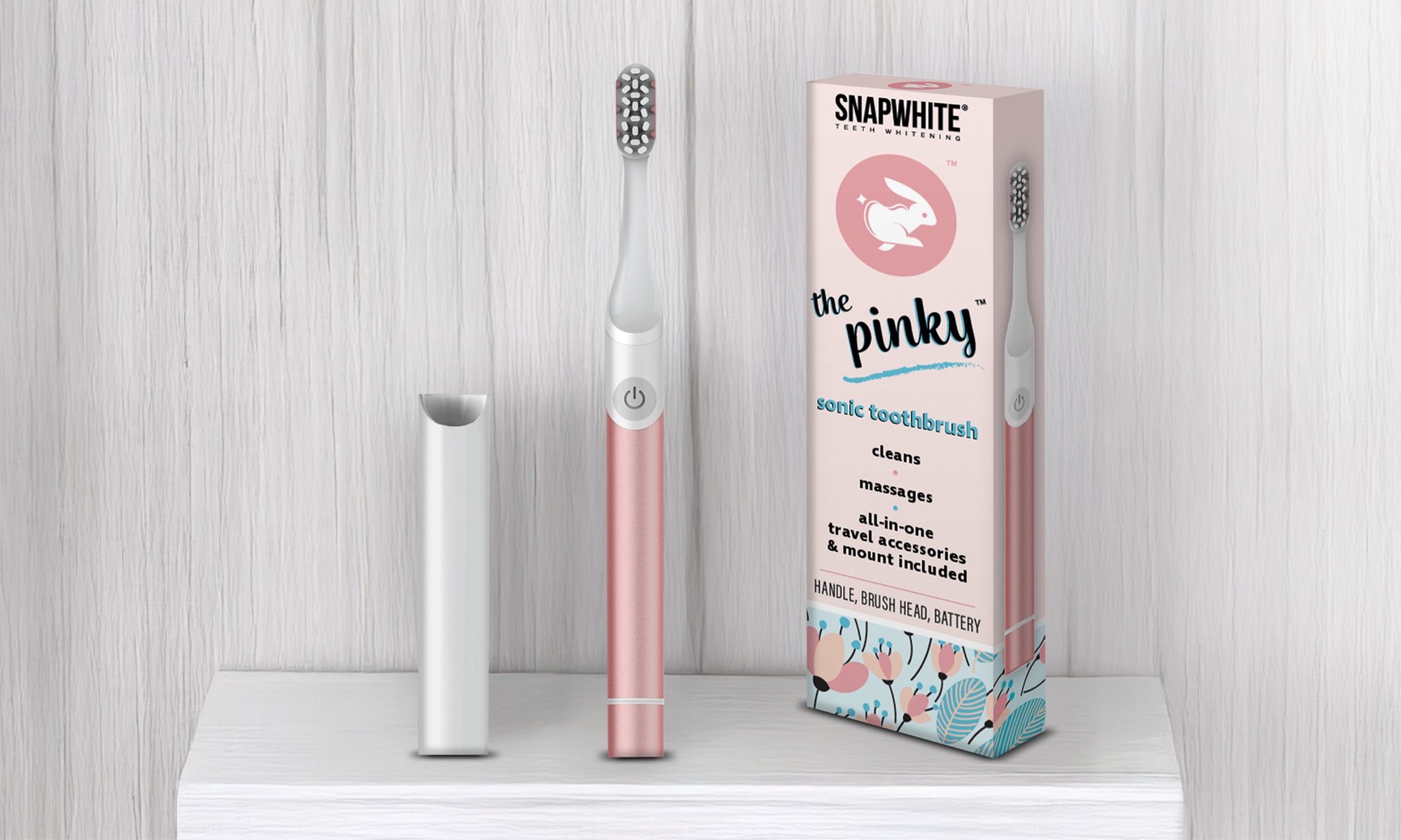 SnapWhite Pinky Electric Toothbrush for Home and Travel
