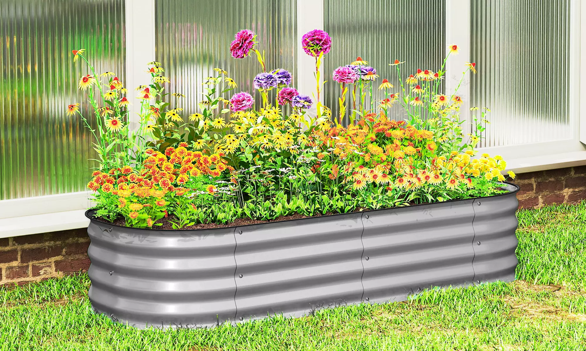 Outsunny Galvanised Steel Raised Garden Planter