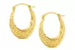 Italian 925 Sterling Silver Greek Key Hoop Earrings - Second Medium
