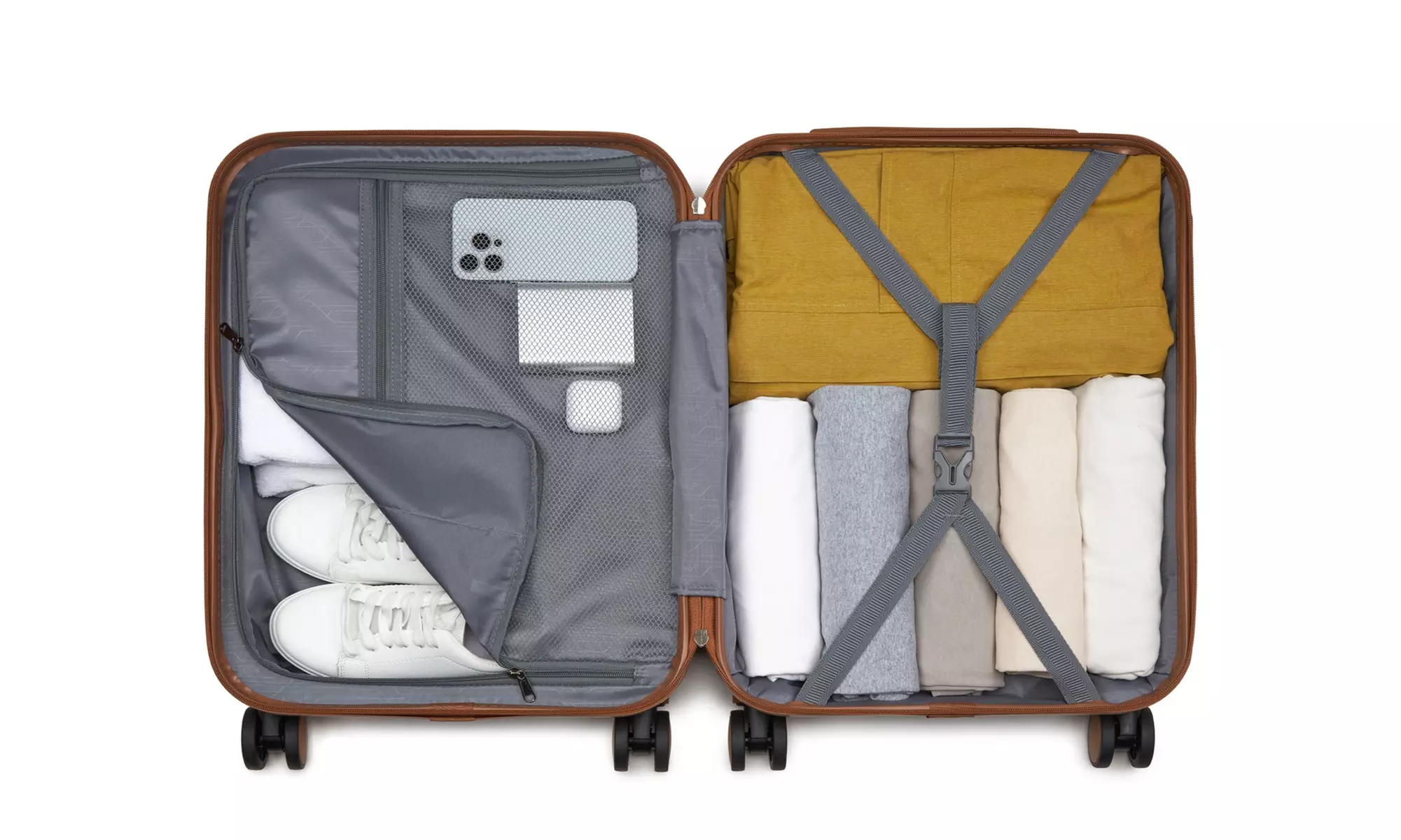 KONO Stylish Stripe Design Suitcase with Spinner Wheels