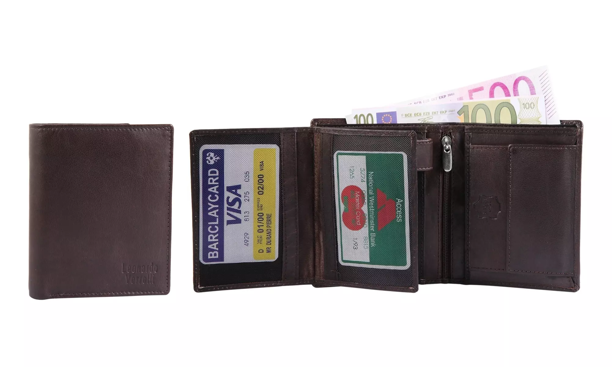 Leonardo Verrelli Echtleder-Geldbeutel