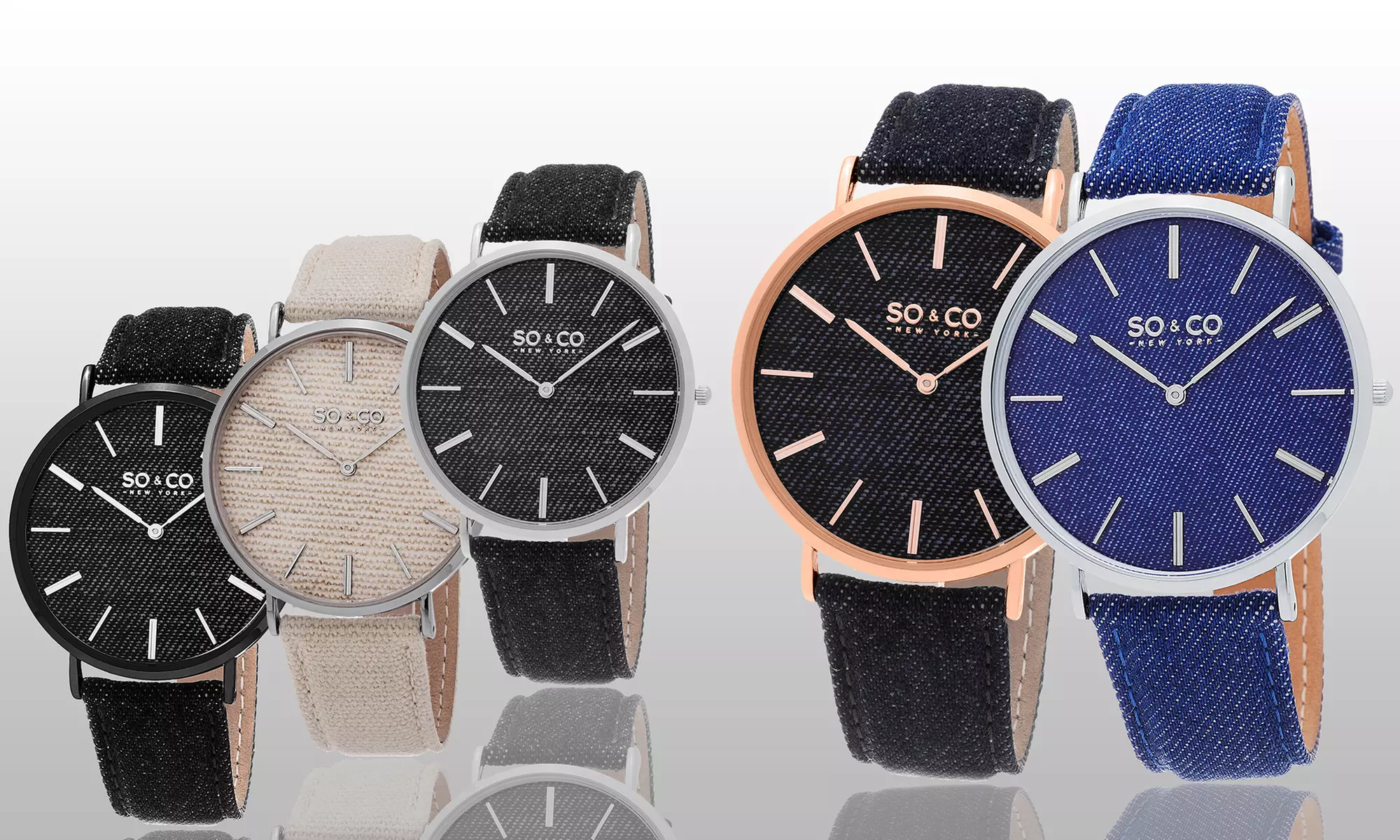 SO & CO New York Unisex Denim Watches - Primary Image