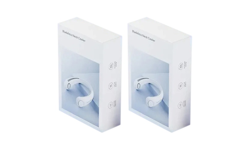 Image 2: Up to Three Portable Foldable Neck Fans, USB Rechargeable