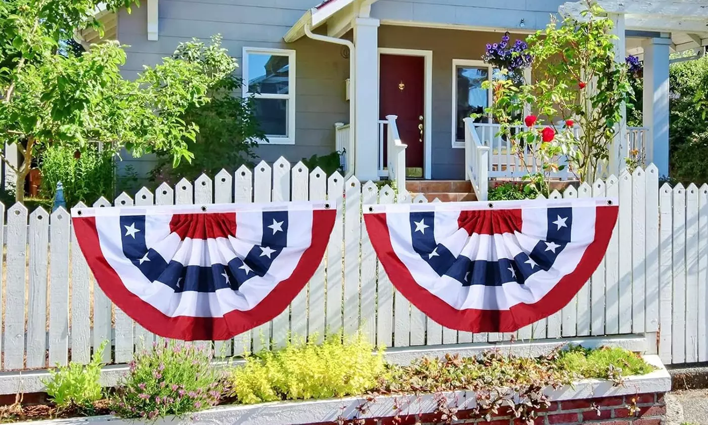 4 Pack American Patriotic Pleated Bunting USA Flag
