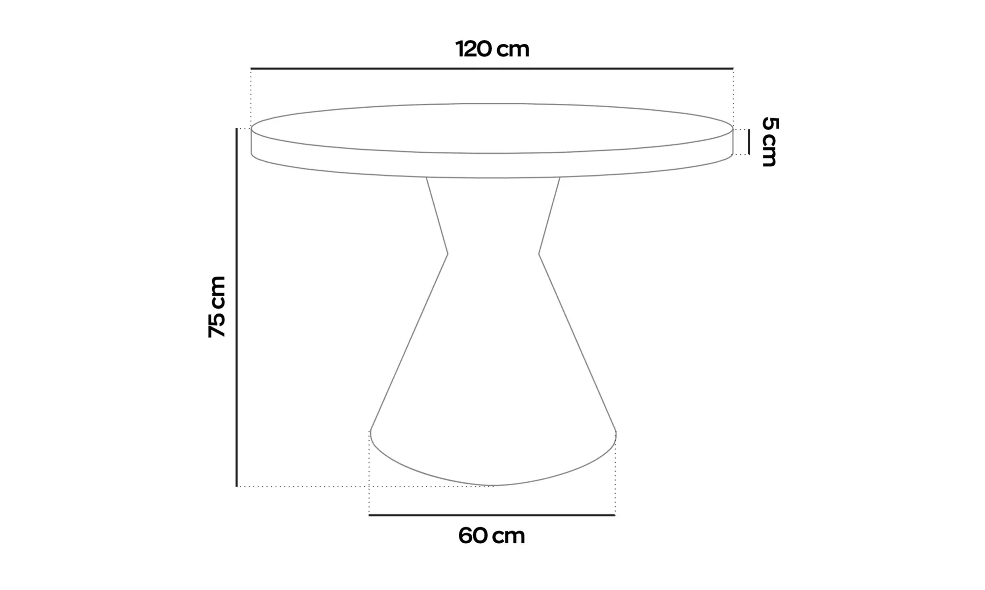 Tavolo rotondo con base a doppio cono