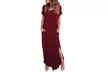 Women's Summer Maxi Dress Casual Loose Pockets Long Dress Short Sleeve Split - Second Medium