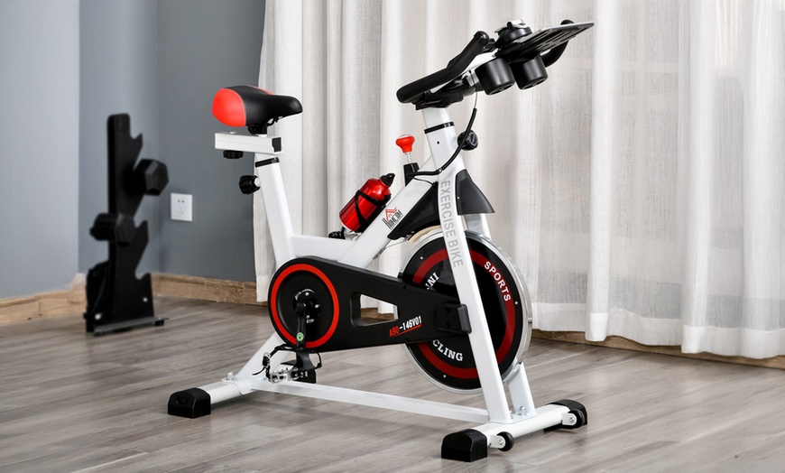 Image 23: HomCom Indoor Exercise Bike for Spin Classes or Low Impact Exercise