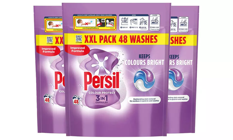 Three Packs of Persil XXL 3-in-1 Washing Capsules - 48 Washes