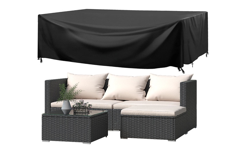 Image 3: Four-Piece Rattan-Effect Garden Sofa Set with Optional Cover
