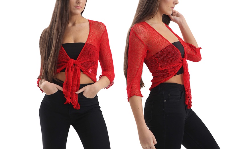 Image 34: Tie Front Lace Shrug