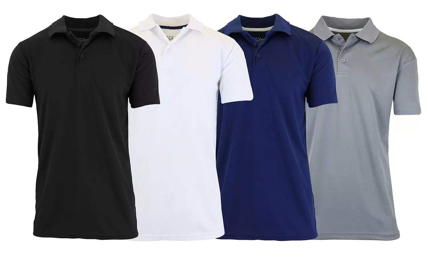 4 Pack Galaxy By Harvic Men's Tagless Dry-Fit Moisture-Wicking Polo (S-2XL)