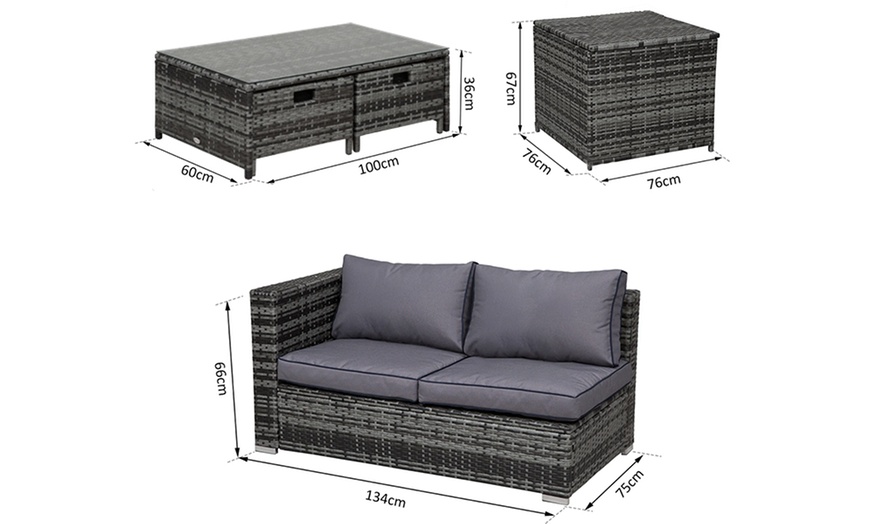 Image 7: Outsunny Four-Piece Rattan-Effect Outdoor Furniture Set