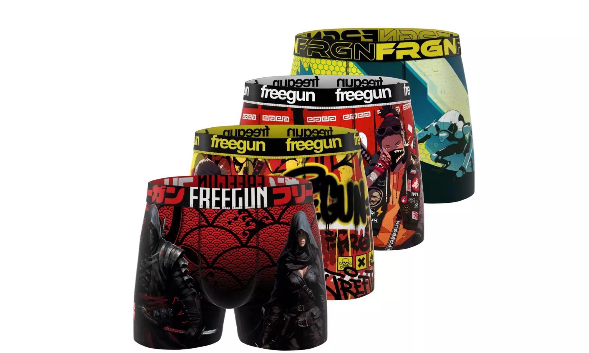 Lot de 4 boxers microfibre FREEGUN divers univers pour homme