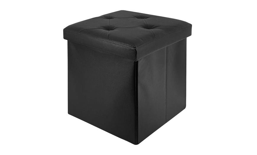 Image 13: Soft Upholstered Pouf with Hidden Storage
