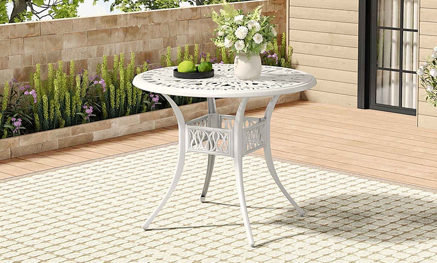 Image 8: Garden Outdoor Cast Aluminum Vintage Bistro Table 