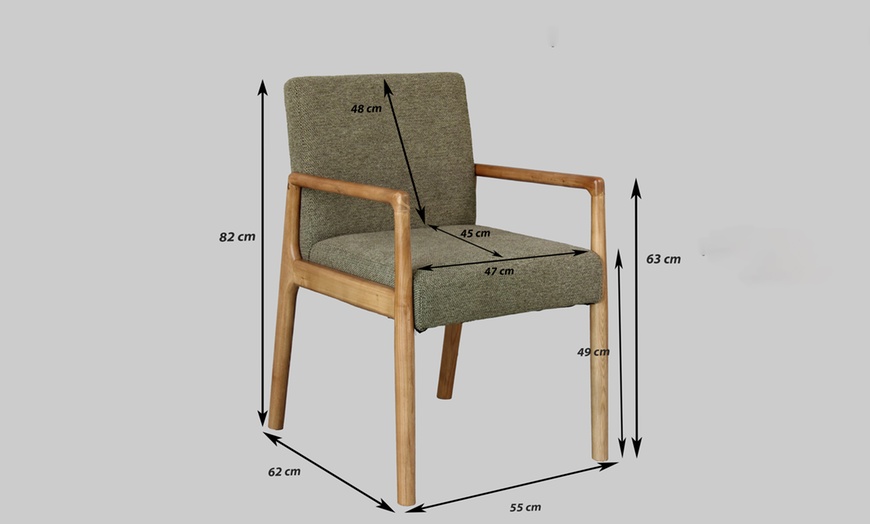 Image 18: Lot de 2 fauteuils de table en frêne naturel et tissu Doosense