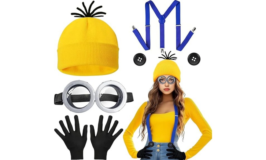Image 1: 5-Piece Minion-Inspired Costume Set; Adjustable Fit and Classic Design