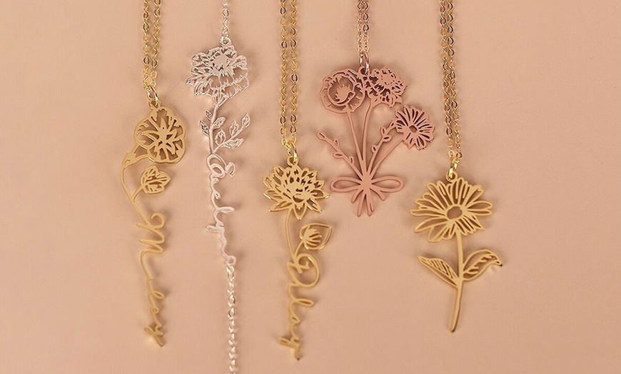 Image 10: Personalised Birth Flower Necklace