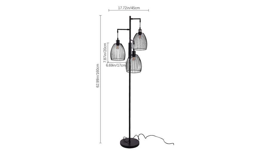 Image 3: Living And Home 3-Head Adjustable Iron Floor Lamp