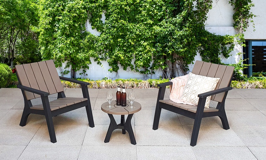 Image 1: Dallas Two Seat Bistro Set in Black and Grey