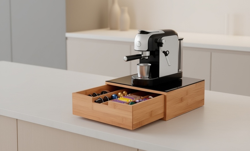 Image 1: Cassetto portacapsule in bambù naturale