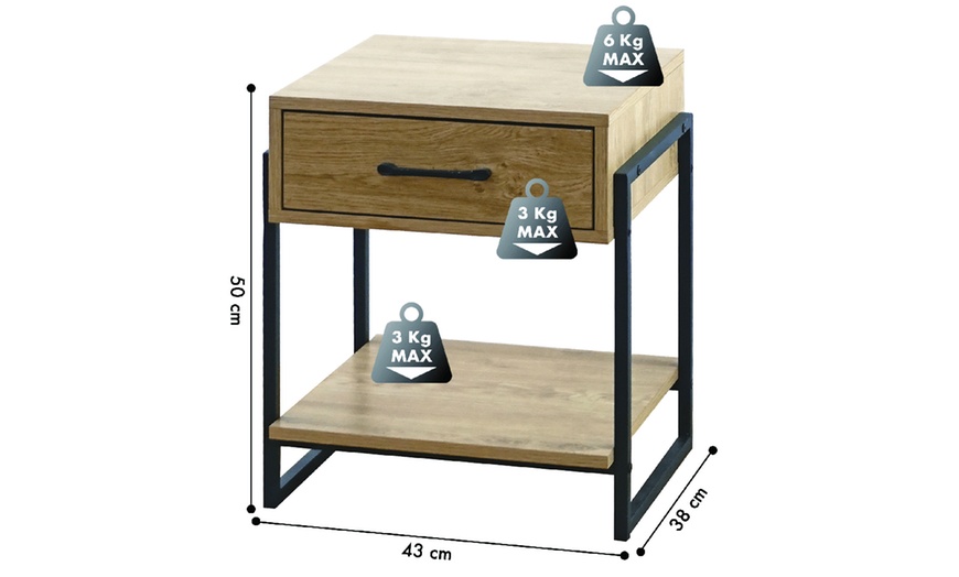 Image 6: Comodino Leo in stile industriale