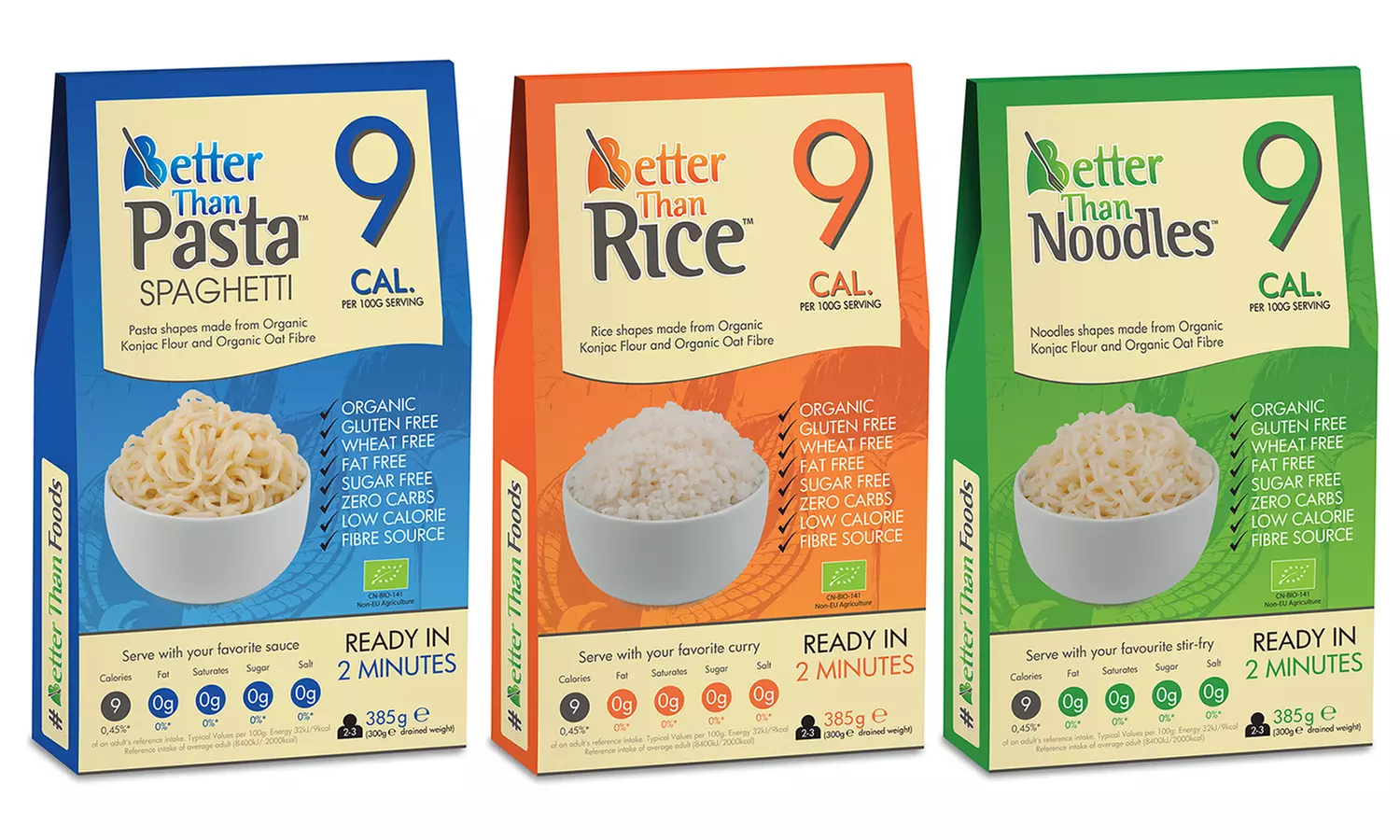 24 confezioni di Noodles, riso o pasta Better Than Foods da 385 g - Primary Image