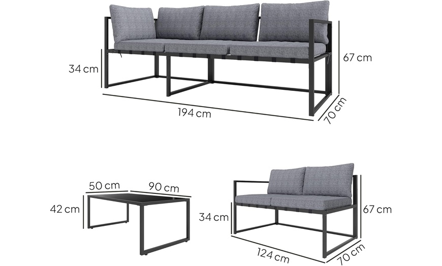 Image 8: Outsunny 3 Piece L Shaped Garden Furniture Set with Cushions