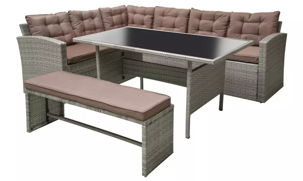 Salon de jardin Kocoon 8 places canapé d'angle, modèle "Oscar"