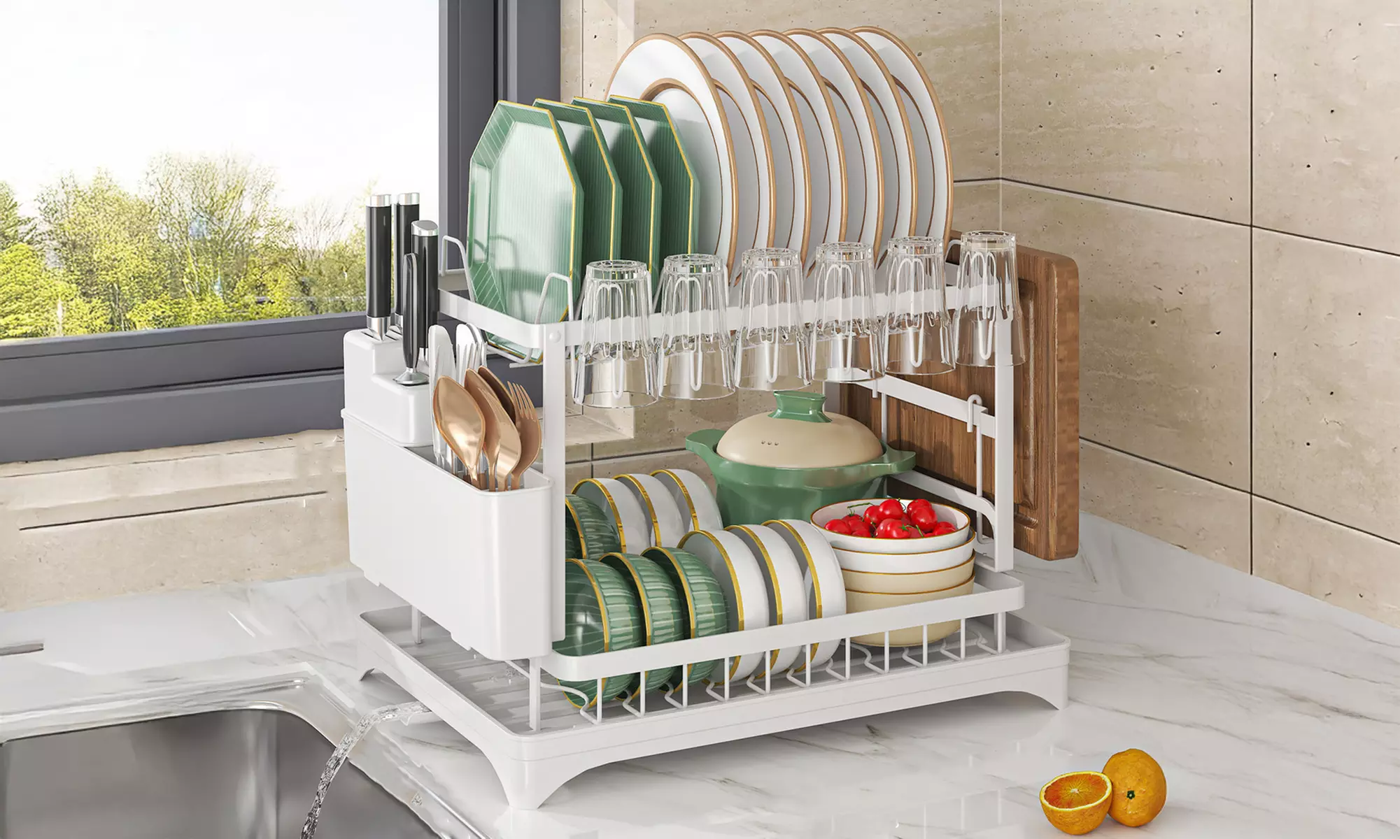 Two-Tier Washing Up Draining Rack