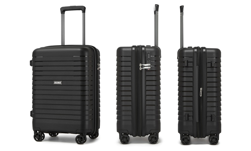 Image 3: 1x oder 2x Kono Hartschalen-Reisekoffer mit Getränkehalter