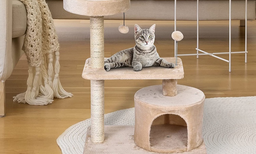 Image 12: Pawhut Three-Tiered Cat Tree