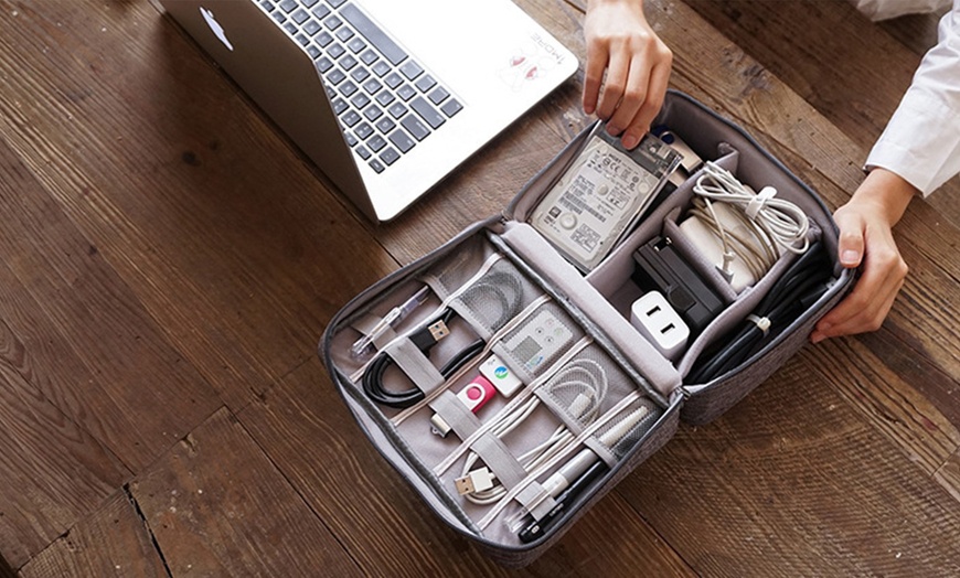 Image 2: Electronic Cord Organizer Cable Bag Travel Digital Cord Case Pouch Waterproof