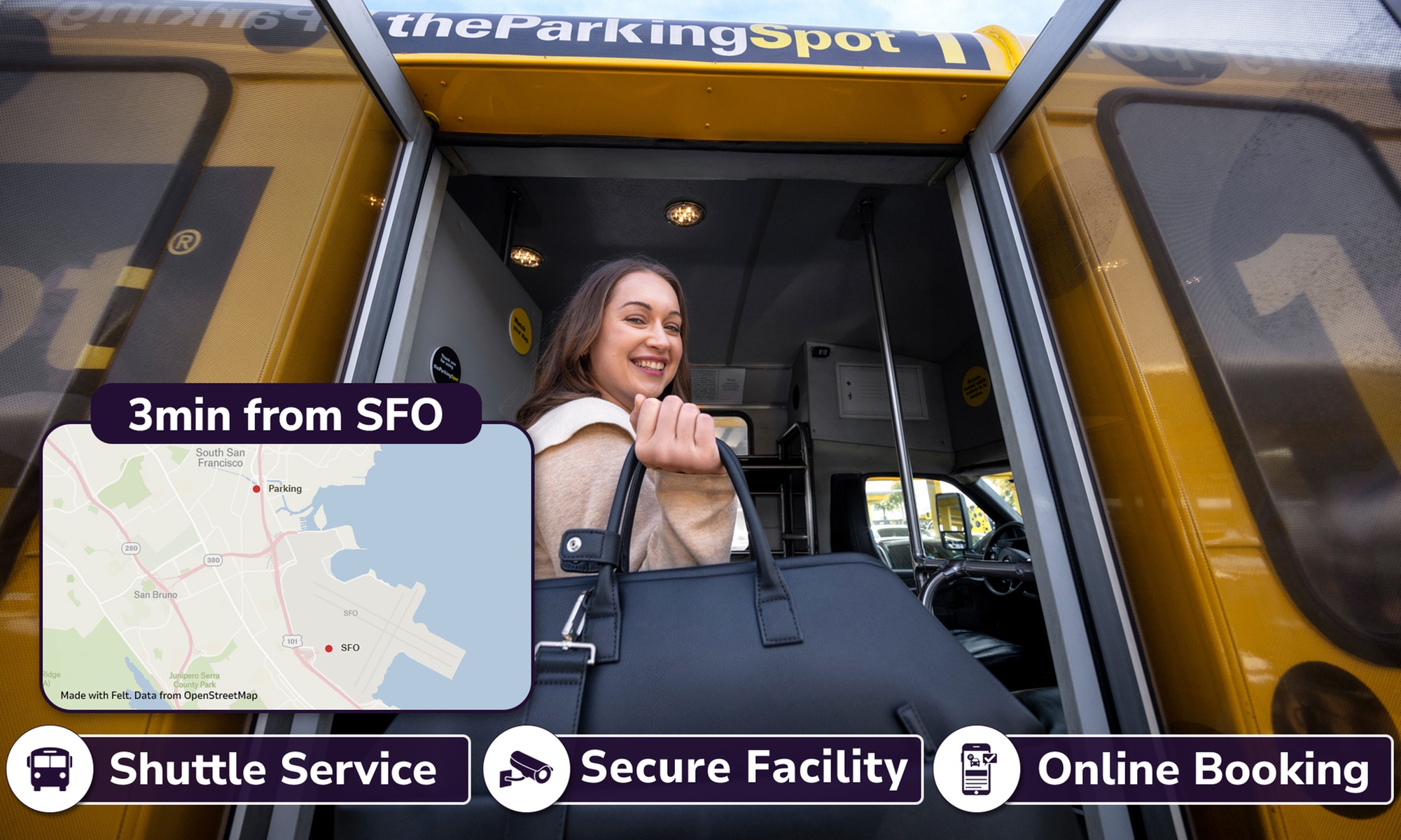 3, 5, or 7 days of hassle-free parking at The Parking Spot (SFO)